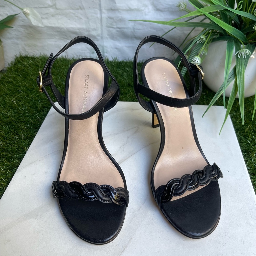 Stuart Weitzman Dancer Twistie 75 Black Leather S… - image 6